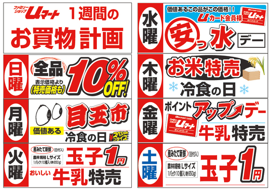 1週間のお買い物計画
